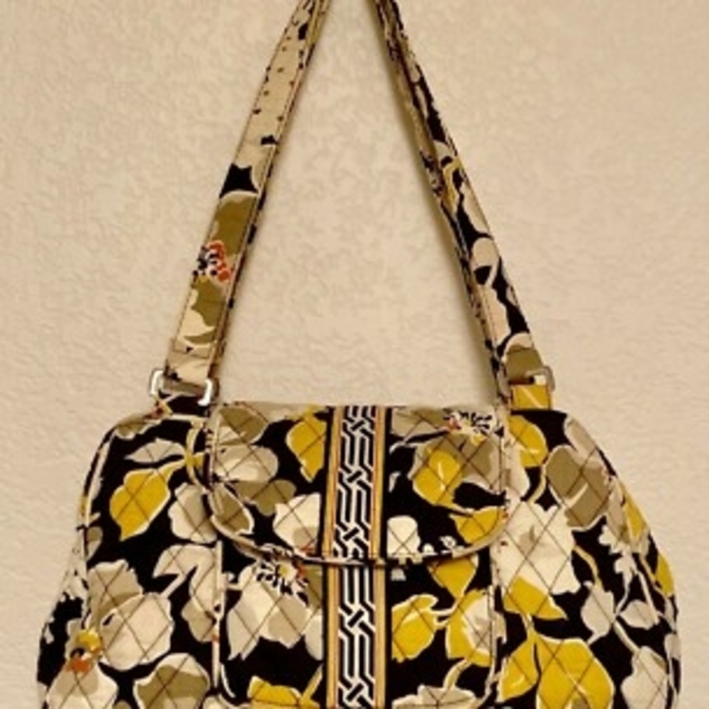 Vera Bradley Black and Yellow Floral Shoulder Bag